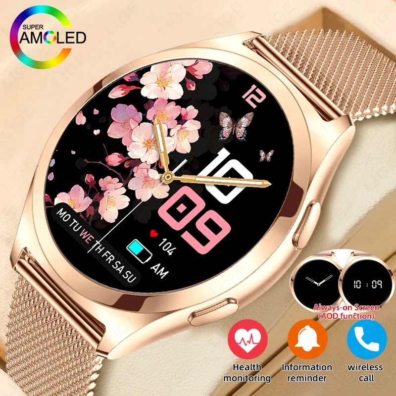 LIGE ο  м Ʈ ð  AMOLED ׻ ǥ ð ɹڼ BluetoothCall  ǰ Smartwatch 